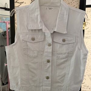 White Denim Sleeveless Vest